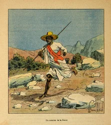 Kriget i Madagaskar-Anekdotisk historia om de franska expeditionerna 1885-1895 av Henri Galli dit Galllichet (1854-1922), illustrerad av Louis Bombled (1862-1927): En kurir från drottning Ranavalona 1895, privat samling