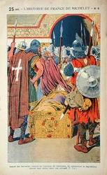 Upptäckten av den mumifierade kroppen av kejsar Justinianus (483-565) under intagandet av Konstantinopel av korsfararna 1204, illustration från 