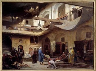 Mattbasaren i Khan-Khabil i Kairo 1866. Målning av Louis Claude Mouchot (1830-1891)
