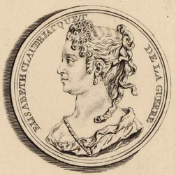 Porträtt av kompositören Elisabeth Claude Jacquet de La Guerre 1665-1729.