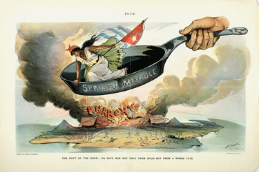 Stundens plikt: - att rädda henne [Kuba] inte bara från Spanien - utan från ett värre öde, 1898