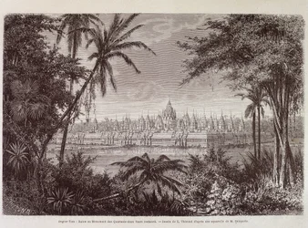 Utsikt över Angkor Thom omkring 1870 - i "" Voyage au Cambodia"" av Louis Delaporte, Paris