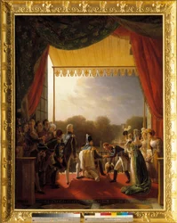 Ludvig XVIII, omgiven av medlemmar av kungafamiljen, besökte balkongen på Tuilerierna, när Spaniens armé återvände den 2 december