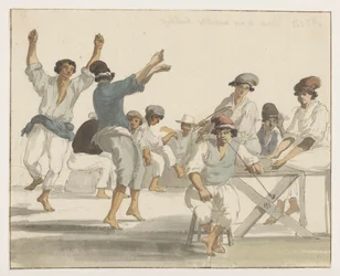Dansende maltezer matrozen Dans av våra maltesiska sjömän (titel på objekt) Resor i Italien, Sicilien och Malta - 1778 (serietitel)