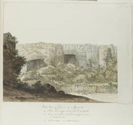 Gedeelte van Latomies grotta vid Syracuse Del av Latomies of Syracuse (titel på objekt) Resor i Italien, Sicilien och Malta - 1778 (serietitel)