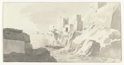 Utsikt över Polignano Utsikt över staden Polignano (titel på objekt) Resor i Italien, Sicilien och Malta - 1778 (serietitel)