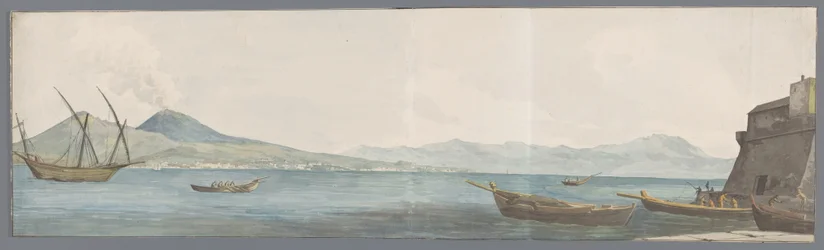 Utsikt över Vesuvius och kusten från Portici från Castel dell