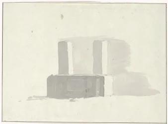 Forntida sarkofag som fungerar som ett dricksvattentråg i Terracina Sarcophage ancien, servant d