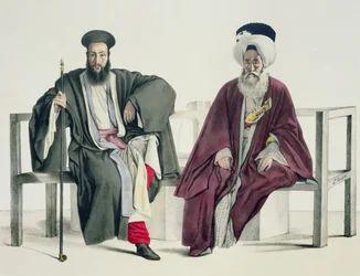 En grekisk präst och en turk, graverad av bröderna Thierry, 1825