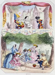 Polichinelle precepteur - Litografi, från Theatre des marionnettes du jardin des Tuileries, text och teckning av Louis Edmond Duranty (1833-1880), Paris