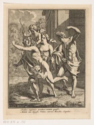 En ung man flyr från Bacchus, Venus och Amor