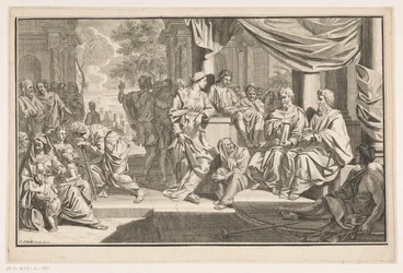 Paulus och Barnabas predikar framför templet