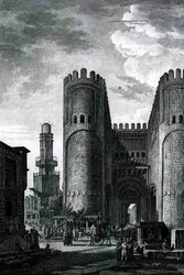 Bab El-Futuh (Segerporten) graverad av Pierre Nicolas Ransonette (1745-1810) från volym III av 