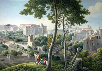 Vy över Quirinalen i Rom, med Villa Colonna i bakgrunden, ca 1800