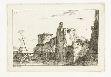 Fort och en bro över floden