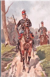 Jägare till häst, vykort, 1920-tal