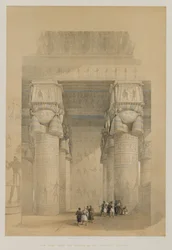 Egypten och Nubien, volym II: Utsikt från under portiken av templet i Dendera, 1849.