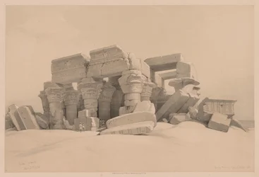 Egypten och Nubien: Volym I - nr 1, nr 2, Remains of the Portico of the Temple of Kom Ombo, 1838.