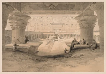 Egypten och Nubien: Volym I - nr 32, Utsikt från portiken av Edfou-templet, 1838.