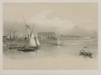 Egypten och Nubien, volym I: Allmän syn på ruinerna av Luxor, från Nilen, 1846.