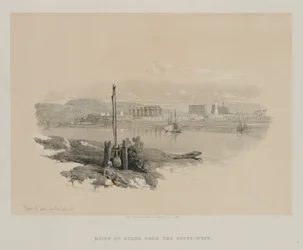 Egypten och Nubien, volym I: Ruinerna av Luxor från sydväst, 1846.