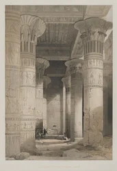 Egypten och Nubien, Volym I: View Under the Grand Portico of the Temple, Philae