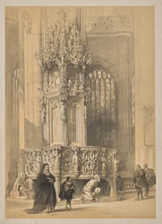Skisser i Belgien och Tyskland, första serien, sakramentshuset i St. Laurent-kyrkan, Nürnberg
