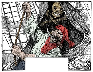 Illustration av Louis Rhead (1857-1926) till romanen "Treasure Island" av Robert Louis Stevenson (1850-1894) 1915