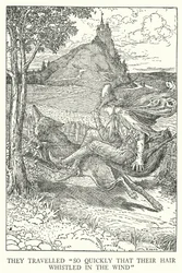 De reste "så snabbt att deras hår visslade i vinden" (litho)