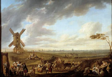 Vy över Lille tagen från guden Marcq. Målning av Louis Joseph Watteau dit Watteau de Lille (1731-1798)