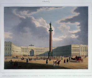Alexanderkolonnen. Utsikt från huvudarméns högkvarter, 1840-talet