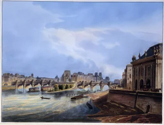 Utsikt över bron Neuf - i "" Paris en 1837" av Arnout