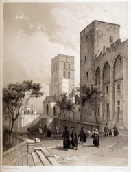 Palace of the Popes i Avignon, och Avignon-vandrarna på 1800-talet.