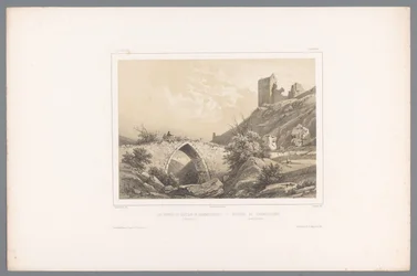 Utsikt över ruinerna av Hammershus slott Les ruines du Château de Hammershuus / Ruiner af Hammershuus (titel på objekt) Faces in Scandinavia (serietitel) Vues du Nord. Danemarck (serietitel)