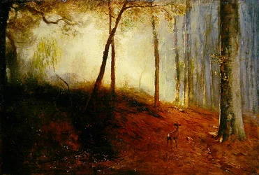 Rådjur i trä (olja på panel)