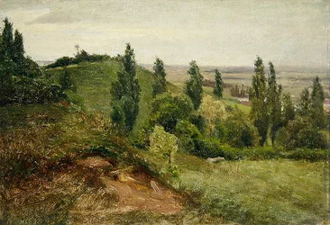 The West Slope of the Doernberg, nära Kassel (olja på duk över kartong)