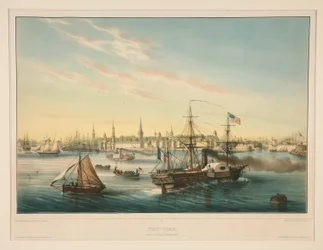New York. Ankomst av den transatlantiska ångbåten.