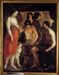 Kom till Vulcans smedja. Målning av Louis Le Nain (1593-1648)