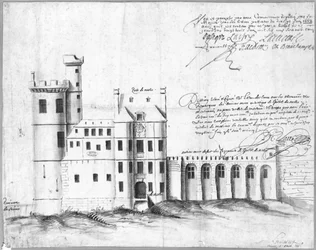 Portens och Hotel de Nesles fasad, 1662 (penna, bläck och tvätt på papper)