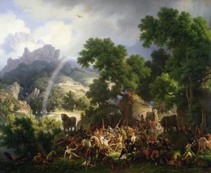 General Lejeune, tillfångatagen och avklädd naken av spanska gerillatrupper, räddas av Don Juan Padalea (”El Medico”), 1815