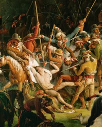 Det spanska motståndet: Spansk gerilla attackerar en konvoj från Joseph Bonapartes hov nära Salinas (olja på duk)