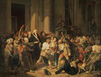 Act of Courage av Monsieur Defontenay, borgmästare i Rouen, 29 augusti 1792 (olja på duk)