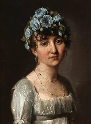 Porträtt av baronessan Mesgrigny, född Berthelot de Rambuteau (Porträtt av en ung kvinna med blå blommor)