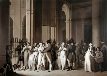 Kungliga slottets gallerier. Teckning av Louis Leopold Boilly (1761 - 1845)