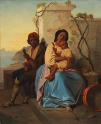 Italian Scene (olja på tyg)