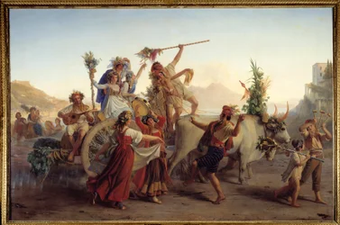 Återkomsten av festen för Madonnan av bågen nära Neapel Målning av Louis Leopold Robert (1794-1835) 1827 Sön. 1,47x2,12 m