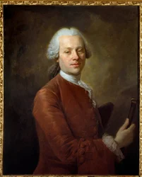 Porträtt av Jean rundan av Alembert (1717 - 1783) målning av Louis Tocque (1696 - 1772) Versailles. Musée Lambinet. - Porträtt av Jean rundan av Alembert (1717-1783). Målning av Louis Tocque (1696-1772)
