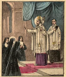 Orden för besöket av den heliga Maria - St Francis de Sales - Saint Francois-de-Sales (1567-1622) - Francois de Sales grundade visitationsorden med Madame de Chantal (Jeanne Francoise Fremyot de Chantal) (1572-1641) - Gravyr från ”Religious teach