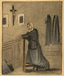 Porträtt av Pauline-Marie Jaricot (Pauline Marie Jaricot) (1799-1862) grundaren av Society of the Propagation of the Faith and the Living Rosary Association - (Propagation of the Faith) - Gravyr från "" Religiös undervisning med ögonen. Underbar