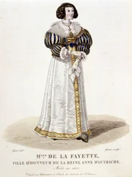 Marie-Madeleine (Marie Madeleine) Pioche de La Vergne, grevinna av Lafayette (Madame de la Fayette) (1634-1693), hedersdotter till drottning Anne av Österrike. I "" franska galleriet av kända kvinnor""